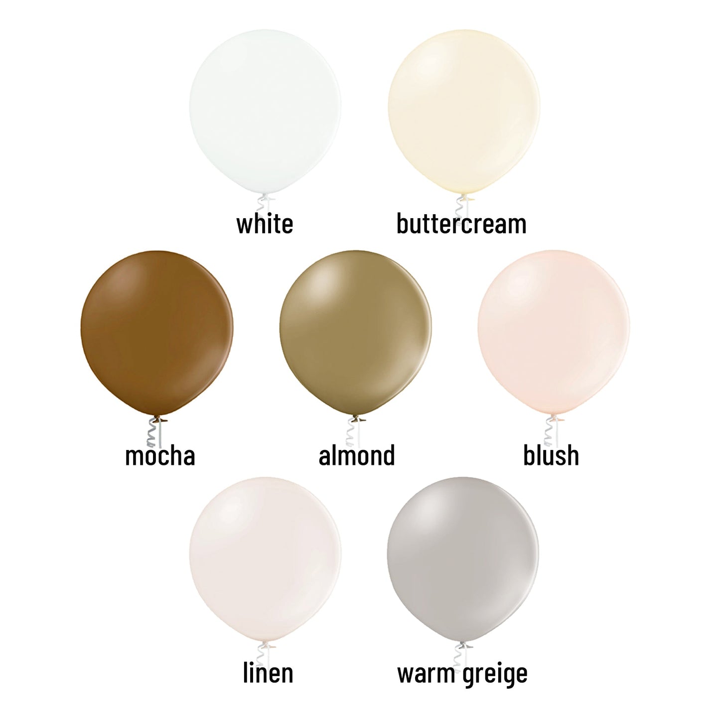 (2 foot) Giant Neutral Balloons in Gray, White, Blush, Mauve, or Mocha 24" - Ellie's Party Supply