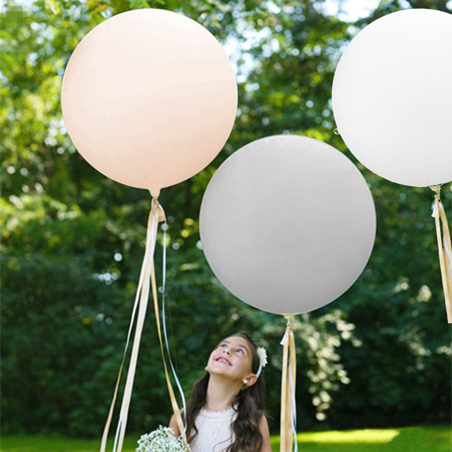 (2 foot) Giant Neutral Balloons in Gray, White, Blush, Mauve, or Mocha 24" - Ellie's Party Supply