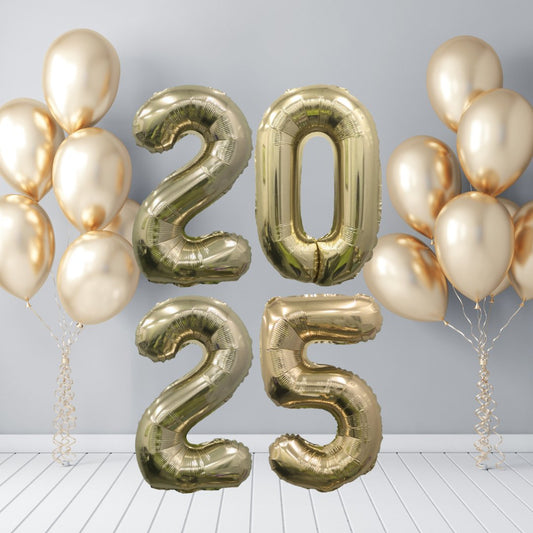 2025 Giant Gold Mylar Foil Number NYE Balloons (32 Inches) - Ellie's Party Supply