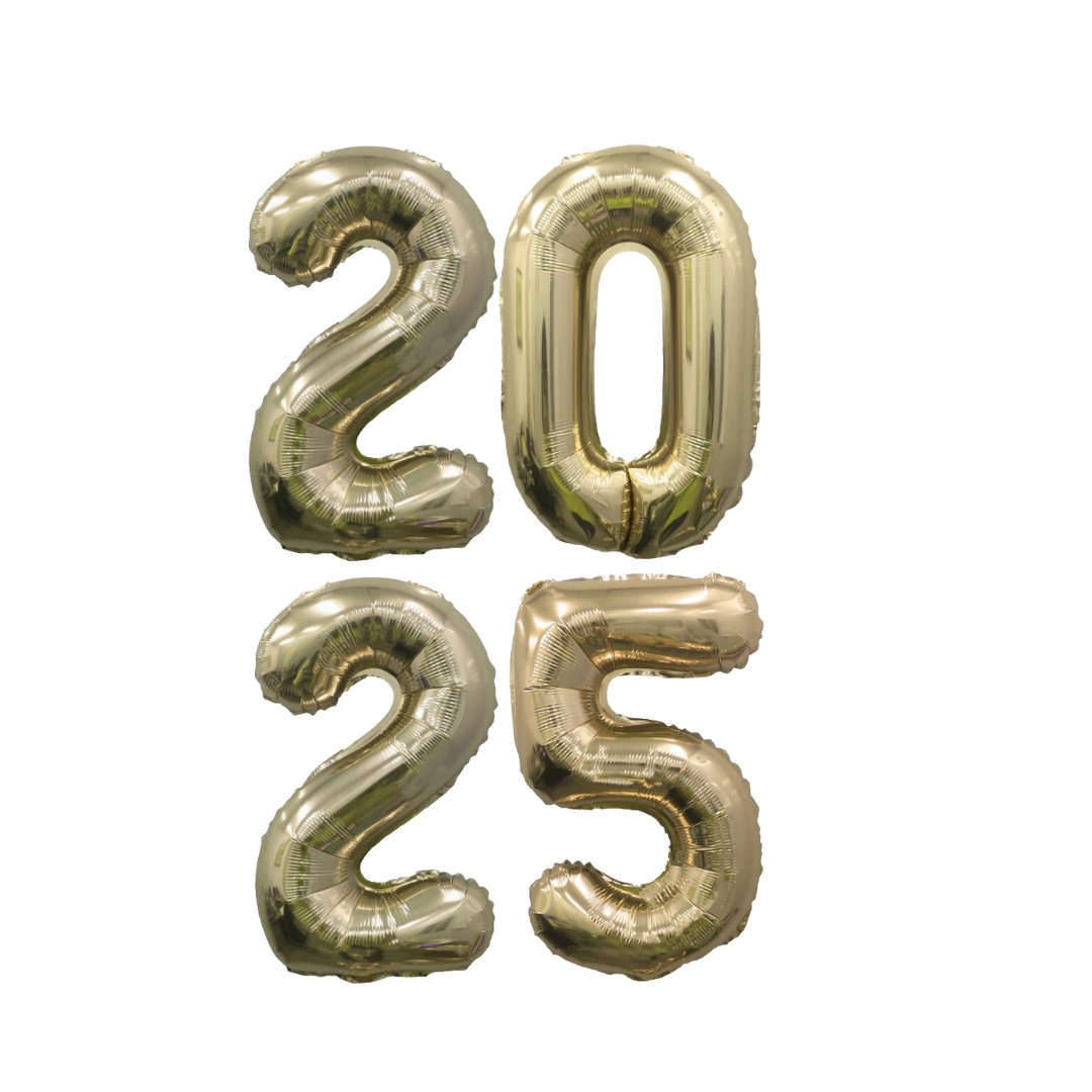 2025 Giant Gold Mylar Foil Number NYE Balloons (32 Inches) - Ellie's Party Supply