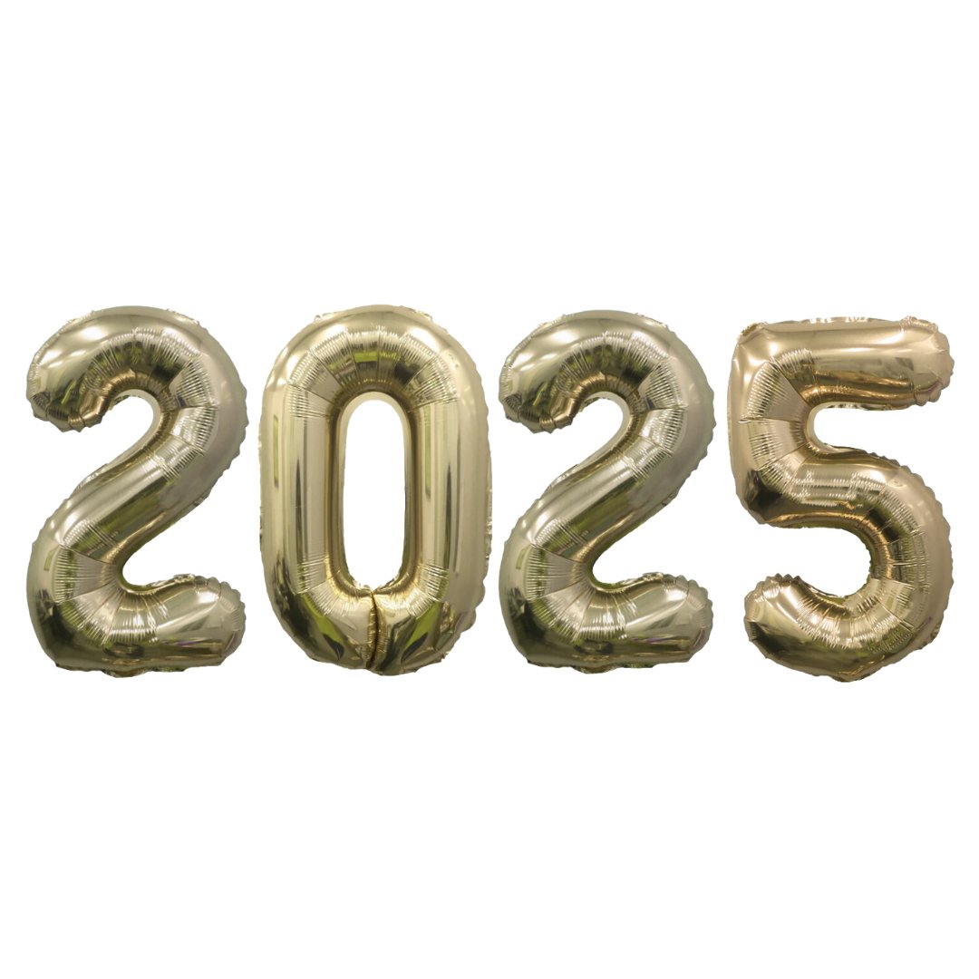 2025 Giant Gold Mylar Foil Number NYE Balloons (32 Inches) - Ellie's Party Supply