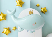 Aqua Breeze Whale Foil Balloon - Cute Party Centerpiece | 30.5x20 Inches - Ellie's Party Supply