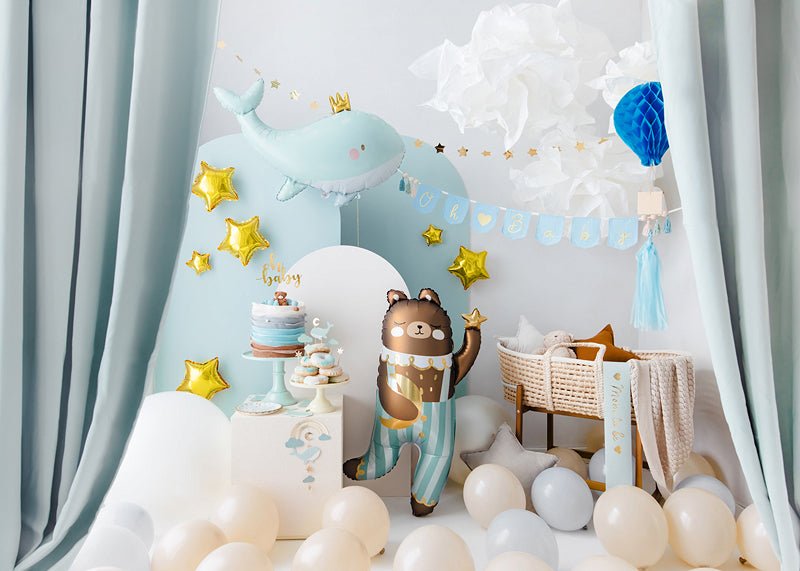 Aqua Breeze Whale Foil Balloon - Cute Party Centerpiece | 30.5x20 Inches - Ellie's Party Supply