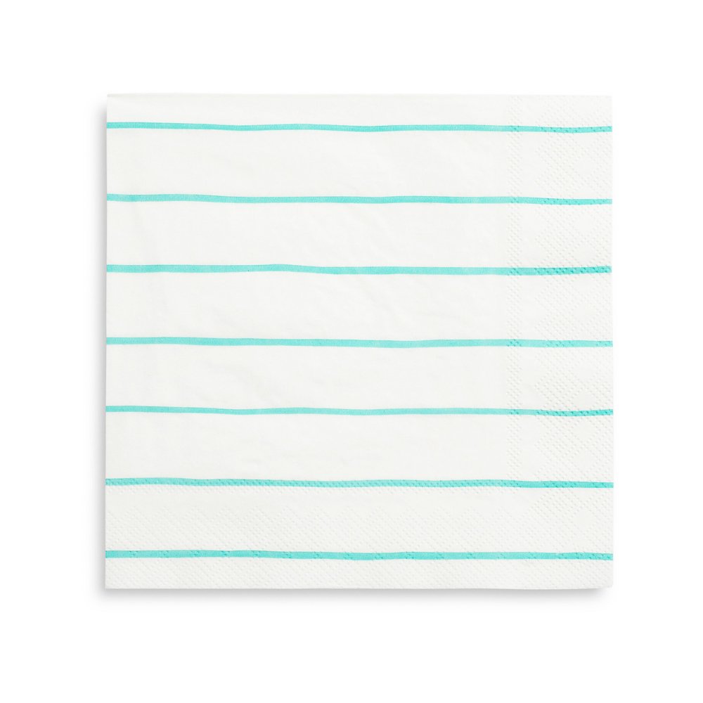 Aqua Green Striped Paper Napkins (Set of 16) - Ellie's Party Supply