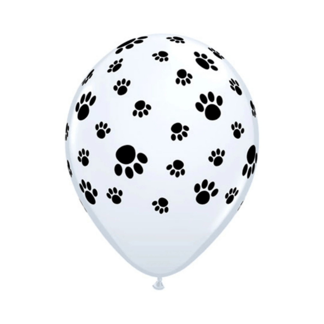 Black and White Paw Print Latex Balloons (10 Pack) - Ellie's Party Supply