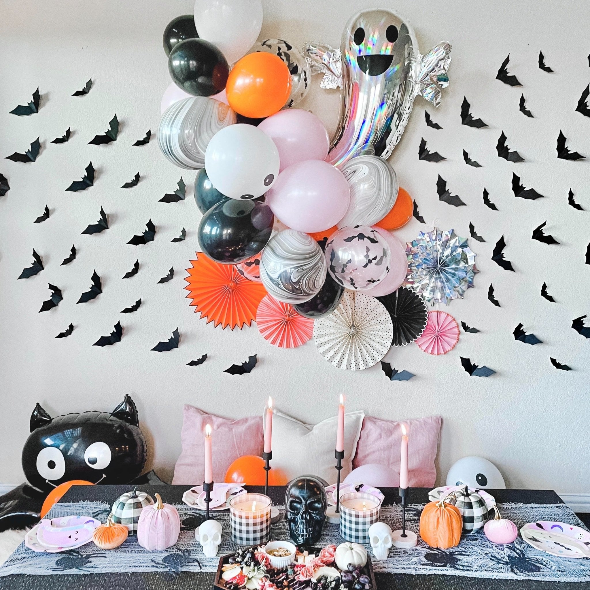 Black Halloween Bat Wall Decal Decor (Set of 12) - Ellie's Party Supply