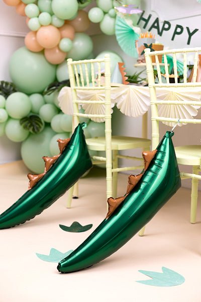 Dinosaur Tail Foil Balloon - Green and Brown Mix | 29x10 Inches | Air Inflation - Ellie's Party Supply