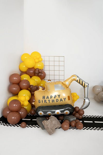 Excavator Foil Balloon - Standing Construction Party Decoration | 30x19 Inches - Ellie's Party Supply