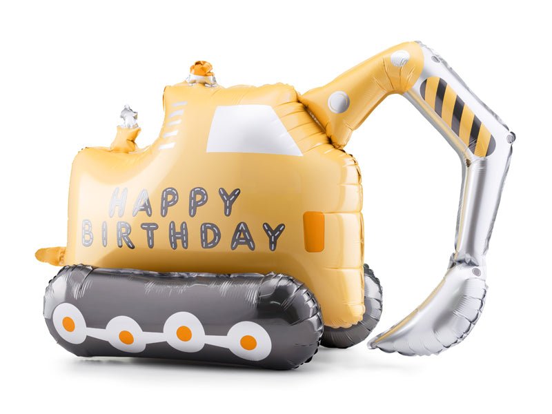 Excavator Foil Balloon - Standing Construction Party Decoration | 30x19 Inches - Ellie's Party Supply