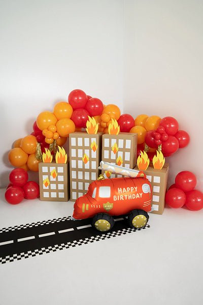 Fire Truck Foil Balloon - Standing Birthday Party Decoration | 26x21 Inches - Ellie's Party Supply