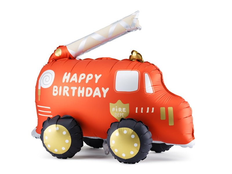 Fire Truck Foil Balloon - Standing Birthday Party Decoration | 26x21 Inches - Ellie's Party Supply