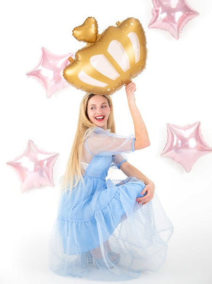 Giant Gold Foil Crown Balloon | Air or Helium Filled | 20 x 17 Inches - Ellie's Party Supply