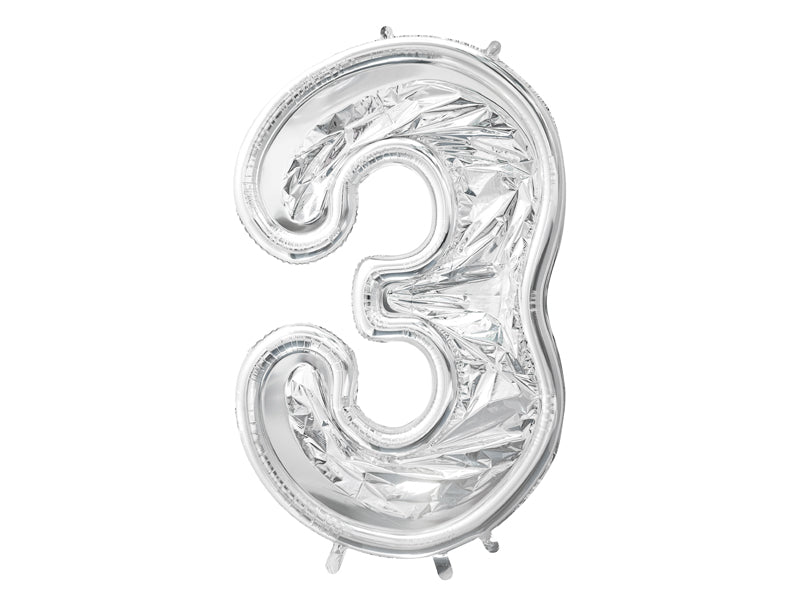 GIANT Standing Silver Number Balloon Frame 0 - 9 | Air Filled | 49 Inches - Ellie's Party Supply