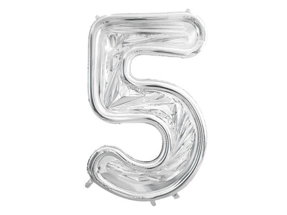 GIANT Standing Silver Number Balloon Frame 0 - 9 | Air Filled | 49 Inches - Ellie's Party Supply