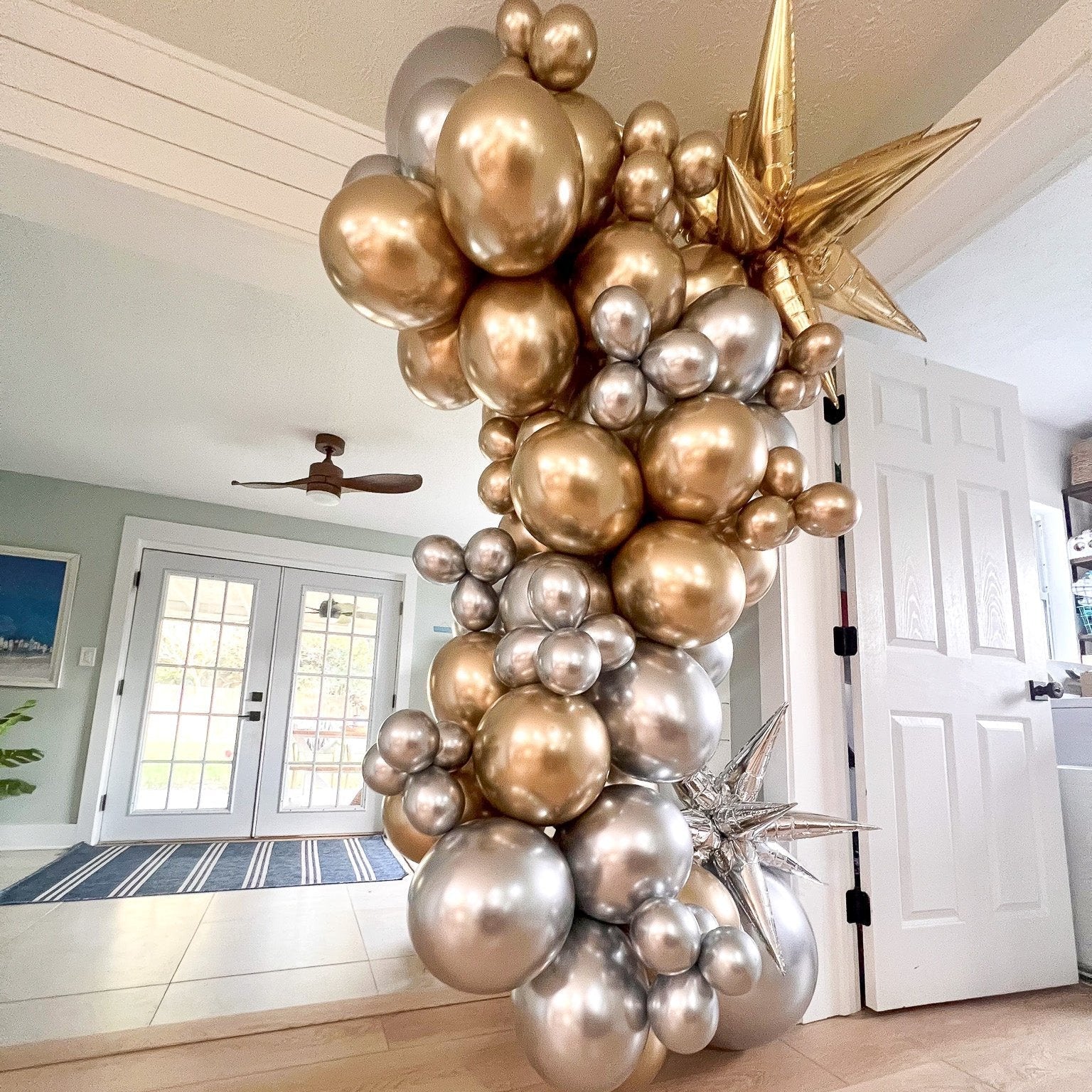 Glitz and Glam - Gold & Silver Balloon Arch Kit - 8 ft. Balloon Garland Kit - Ellie's Party Supply