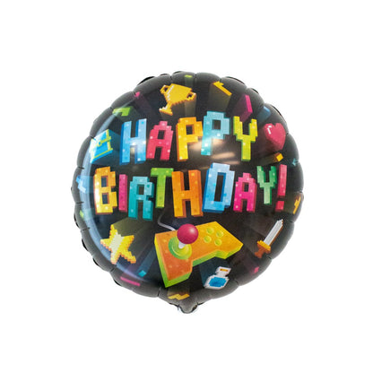 Happy Birthday Gaming Round Foil Balloon (18 Inches) - Ellie's Party Supply