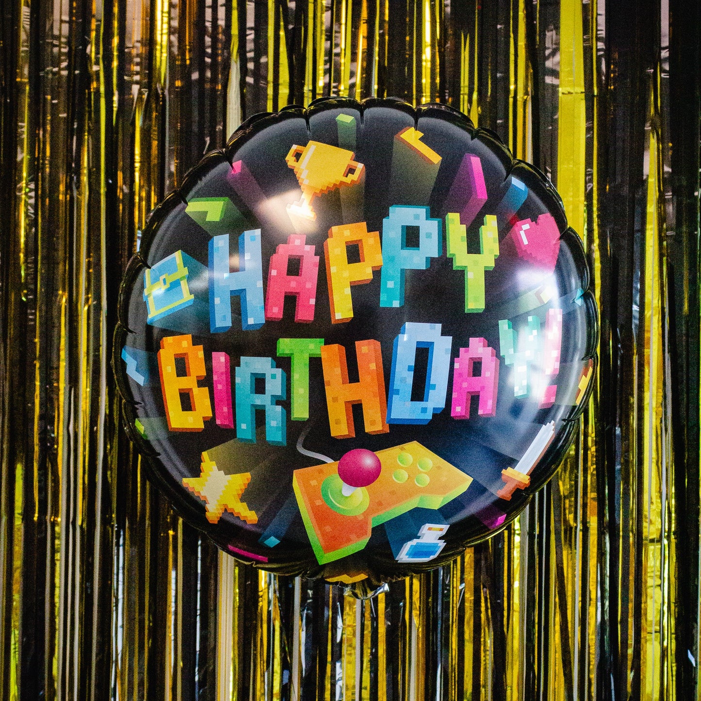 Happy Birthday Gaming Round Foil Balloon (18 Inches) - Ellie's Party Supply