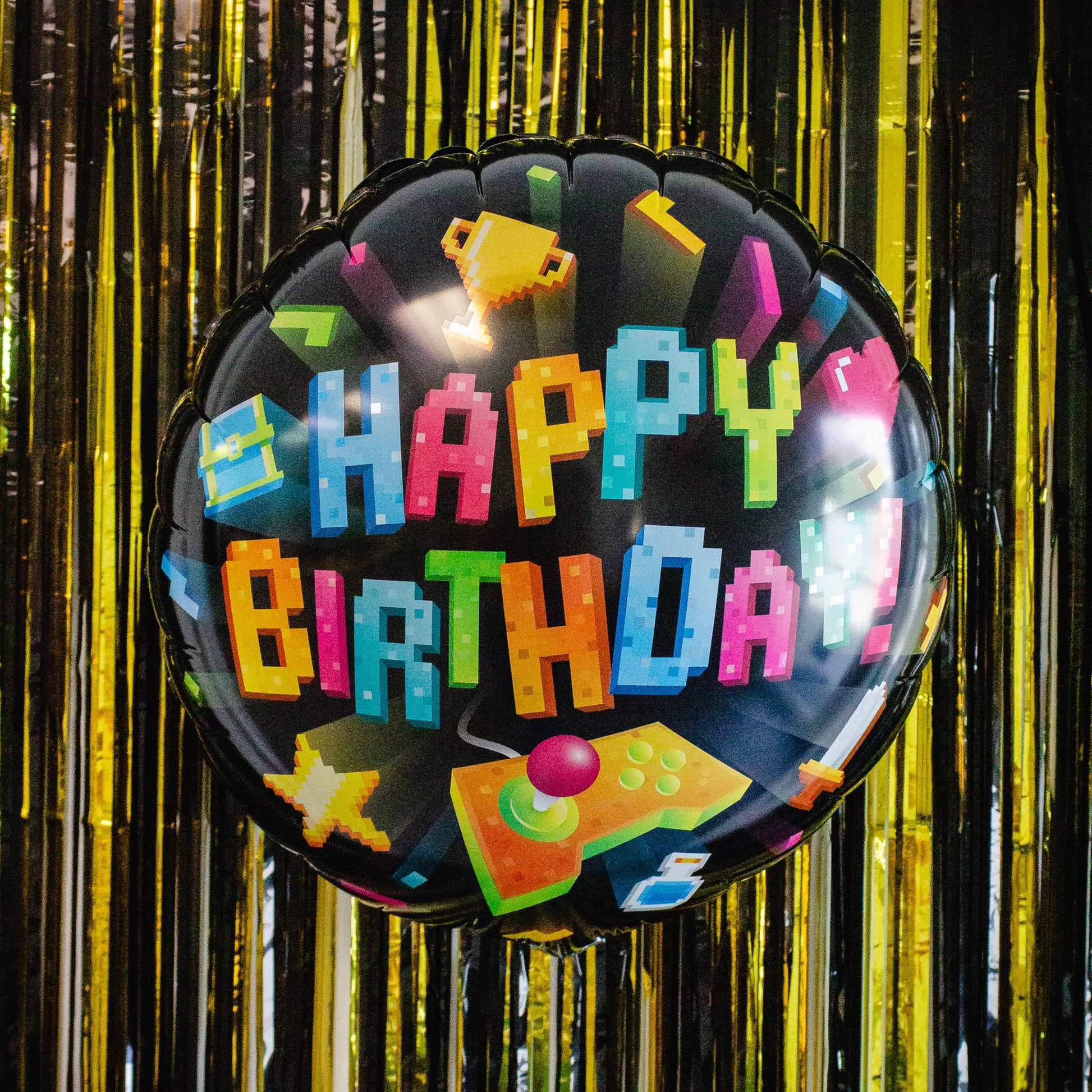 Happy Birthday Gaming Round Foil Balloon (18 Inches) - Ellie's Party Supply