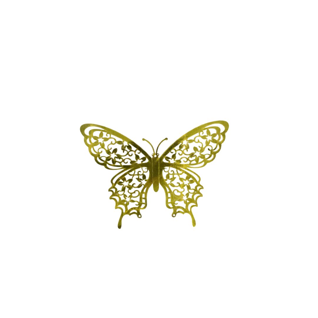 Metallic Gold 3D Butterfly Decor (Set of 12) - Ellie's Party Supply