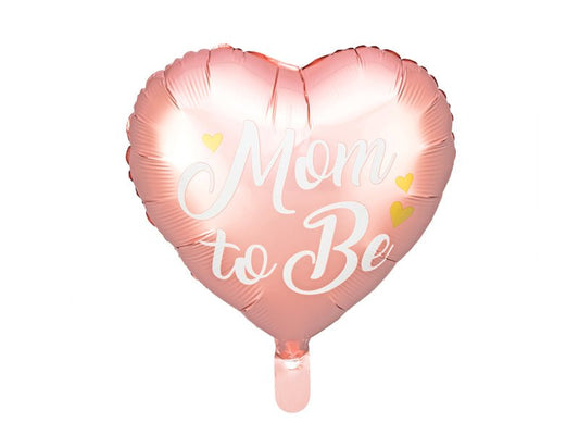 Mom to Be Heart Foil Balloon - Pink or Blue with Gold Metallic Print | 14 Inches - Ellie's Party Supply