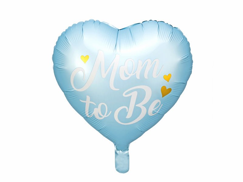 Mom to Be Heart Foil Balloon - Pink or Blue with Gold Metallic Print | 14 Inches - Ellie's Party Supply