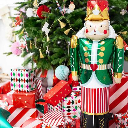 Nutcracker Standing Foil Balloon - Holiday Party Decor (13.5x33.5 Inches) - Ellie's Party Supply