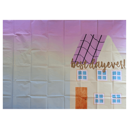 Peppa Pig House Vinyl Rainbow Backdrop (5x7 Feet) - Ellie's Party Supply