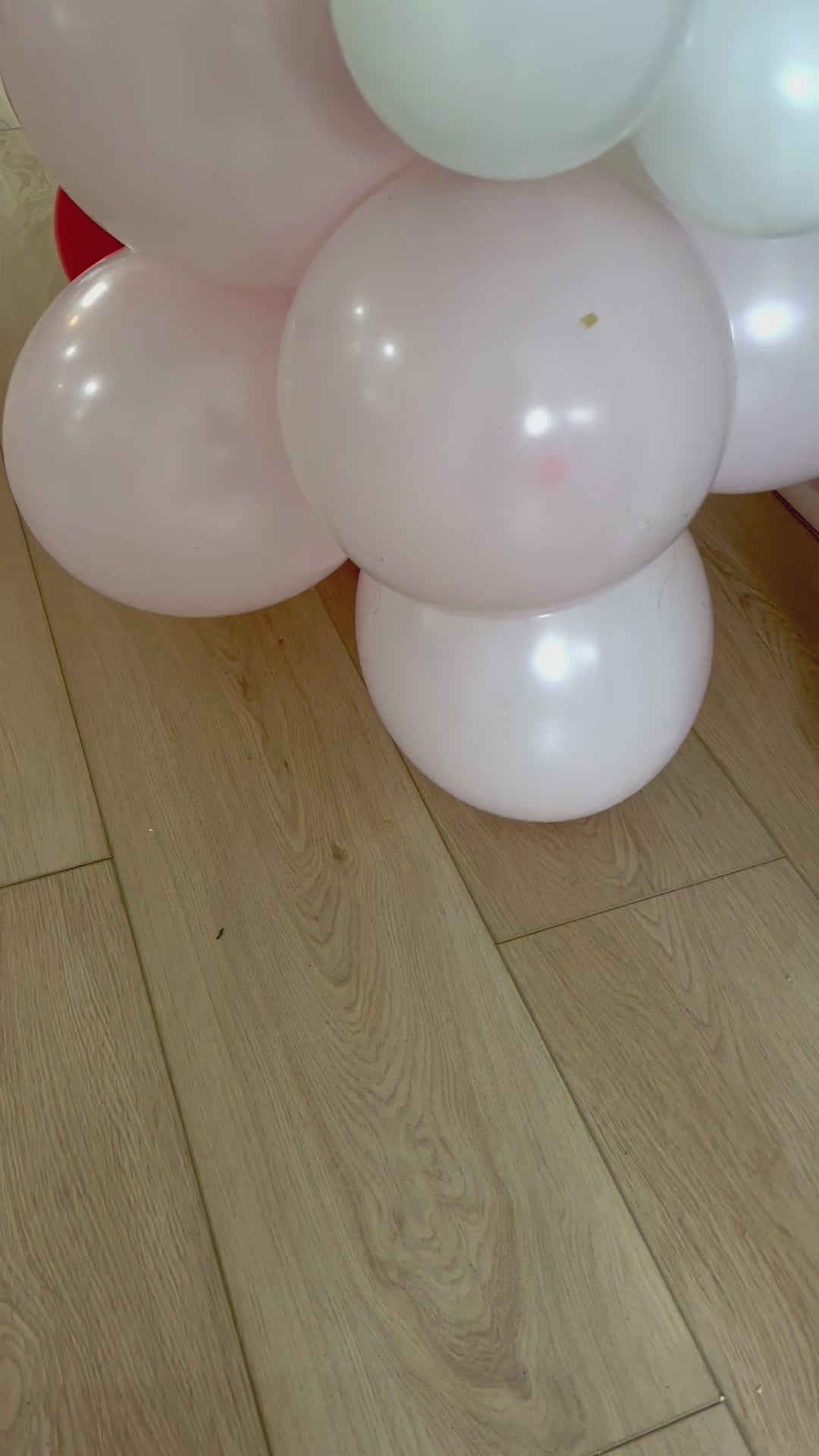 Load video: Pink and White Candy Cane Balloon