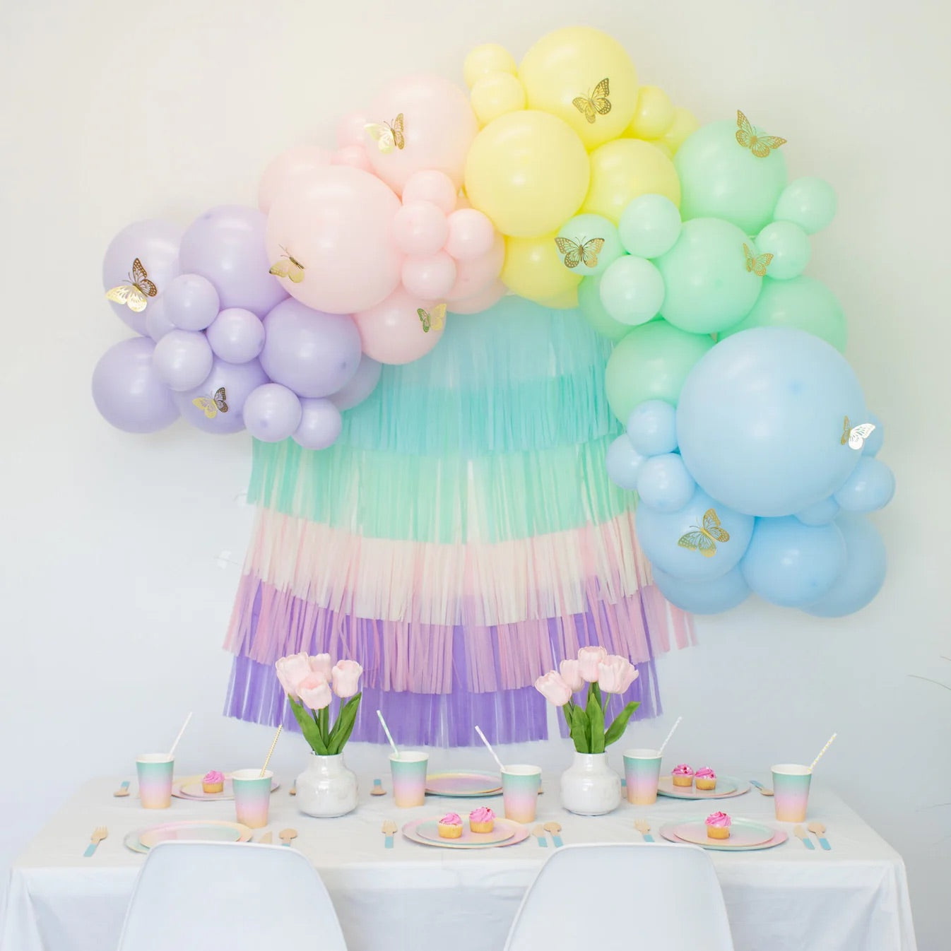 Soft Rainbow Balloon Arch