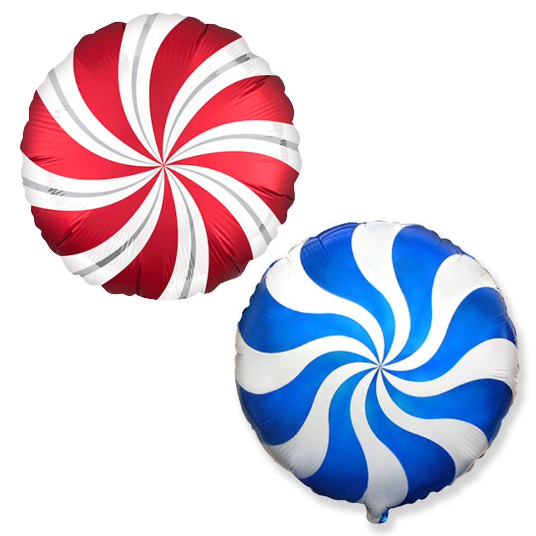 Red or Blue Peppermint Christmas Balloon (18 - Inches) - Ellie's Party Supply