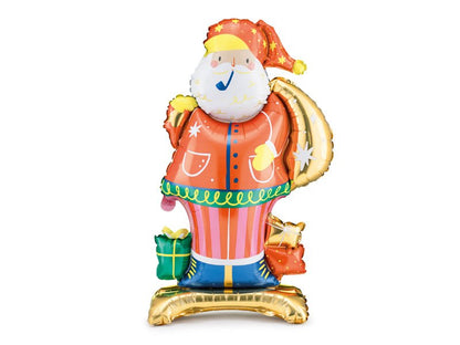 Santa Standing Foil Balloon - Holiday Party Centerpiece | 20x33.5 Inches | Air - Inflation - Ellie's Party Supply