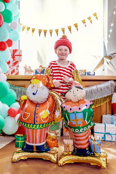 Santa Standing Foil Balloon - Holiday Party Centerpiece | 20x33.5 Inches | Air - Inflation - Ellie's Party Supply