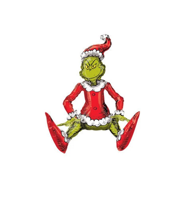 Sitting Santa Grinch Foil Balloon (24 - Inches) - Ellie's Party Supply