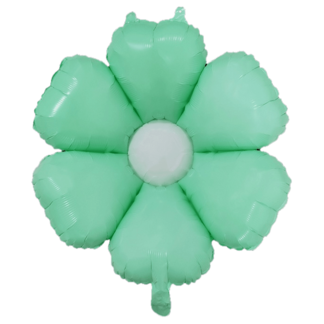 Small White, Mint Green, Yellow Daisy Flower Foil Balloon (20 Inches) - Ellie's Party Supply