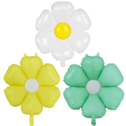 Small White, Mint Green, Yellow Daisy Flower Foil Balloon (20 Inches) - Ellie's Party Supply