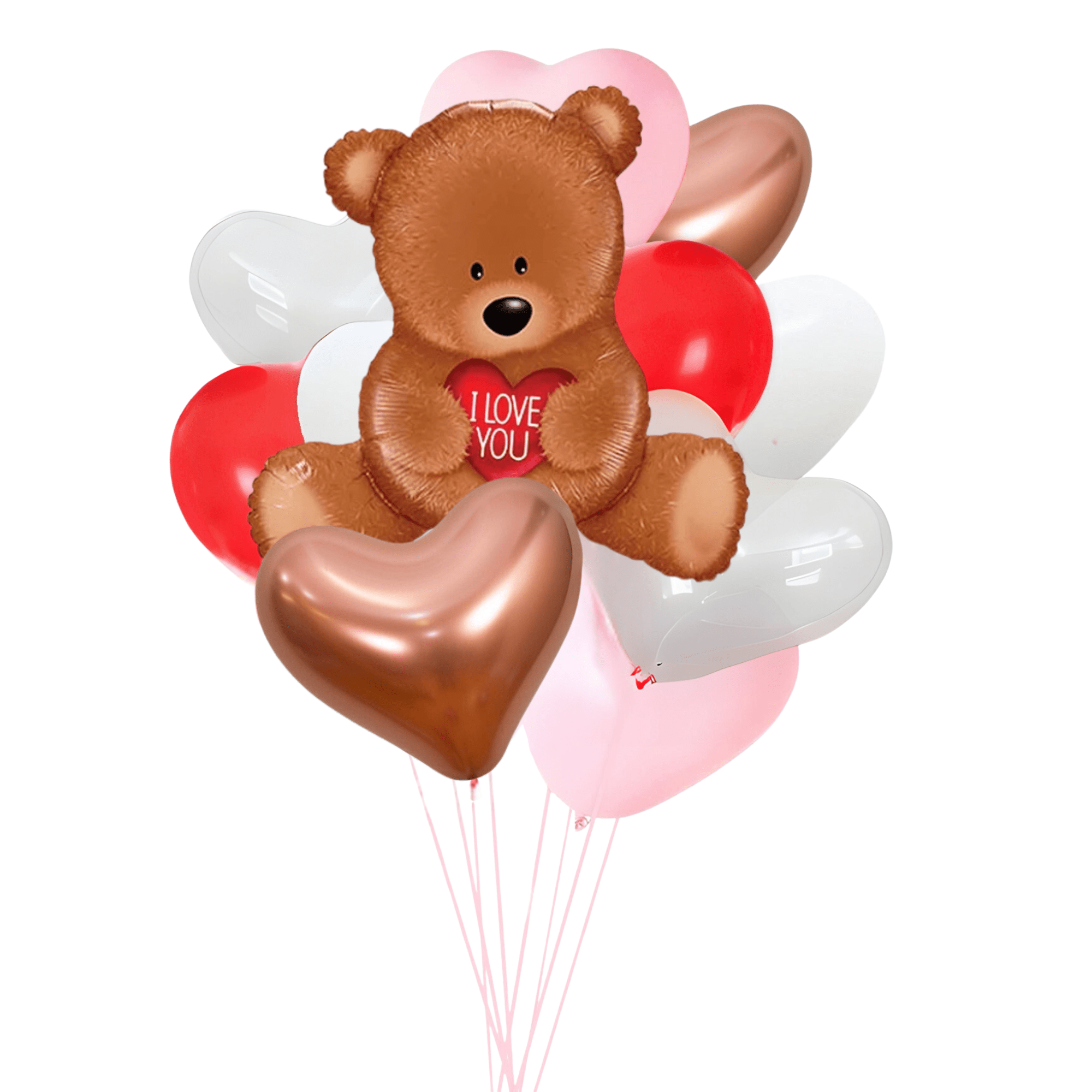 Teddy Bear I Love You Heart Balloon Bouquet Kit (11 Pack) - Ellie's Party Supply