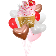 Valentine's Cupcake Heart Balloon Bouquet Kit (11 Pack) - Ellie's Party Supply