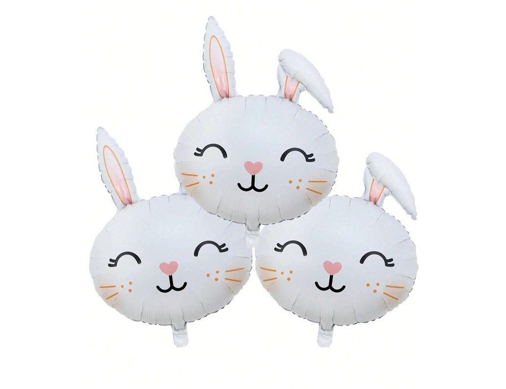 White Wink Smile Rabbit Balloon (22 inches) - Ellie's Party Supply