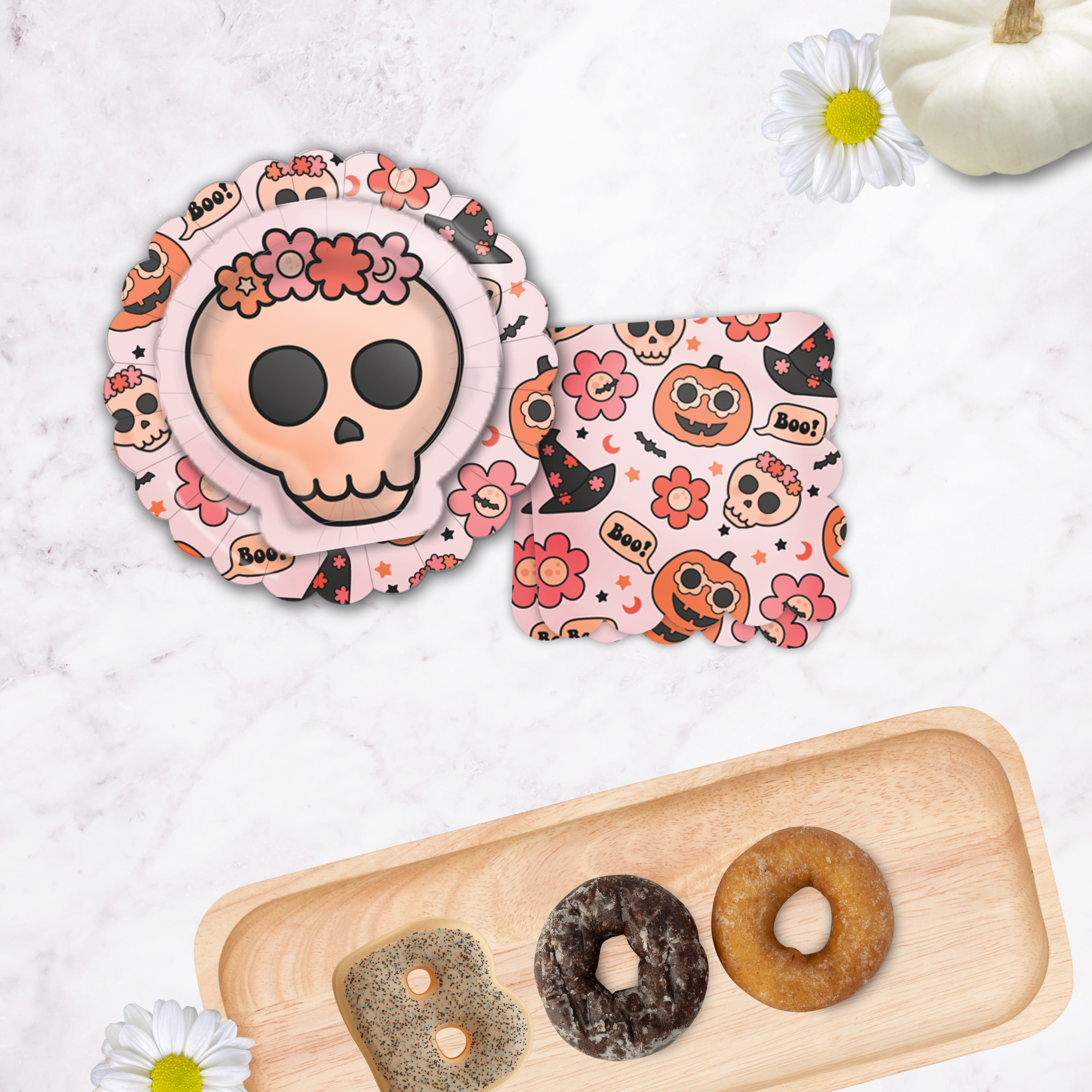 Groovy Halloween Skull Paper Plates