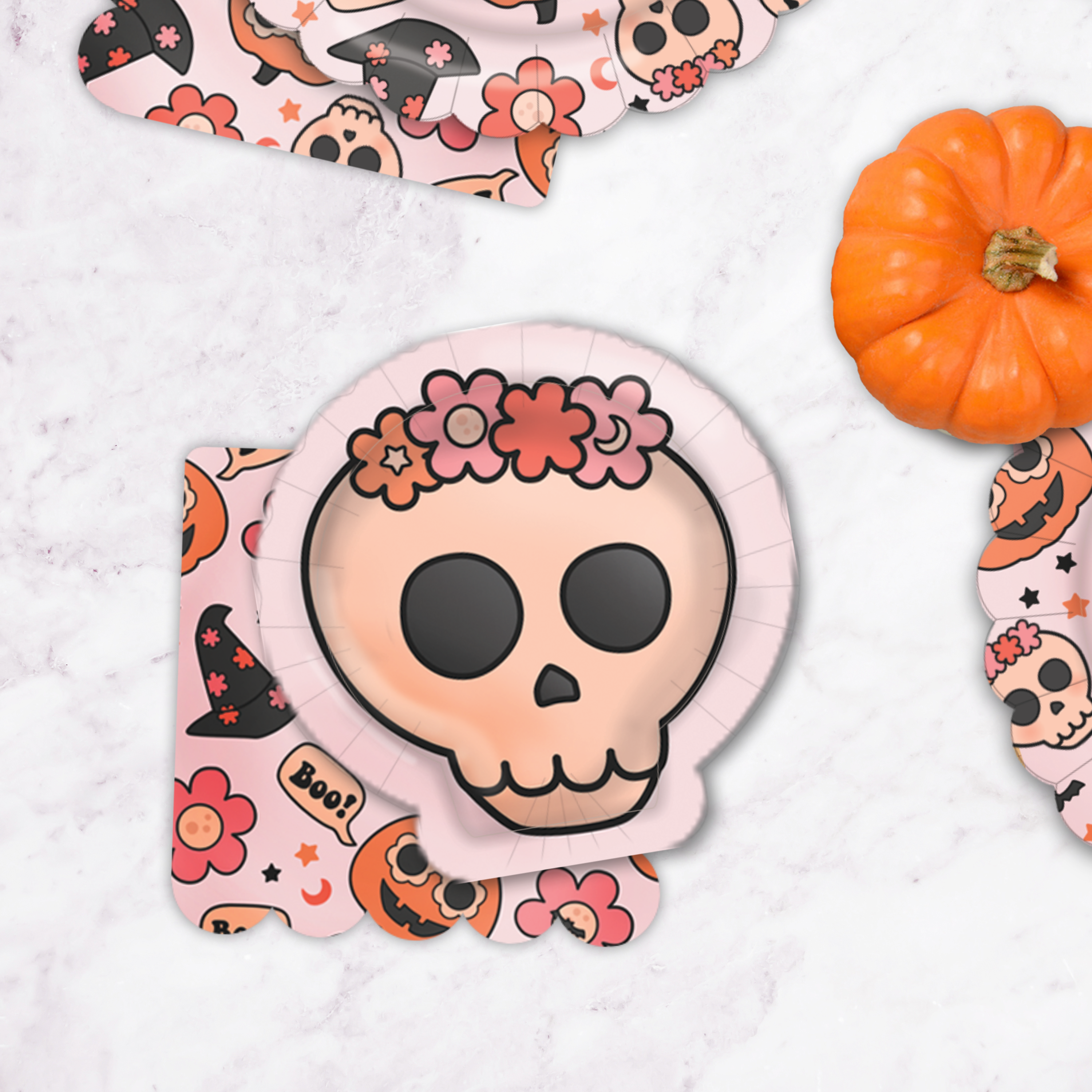 Groovy Halloween Skull Paper Plates