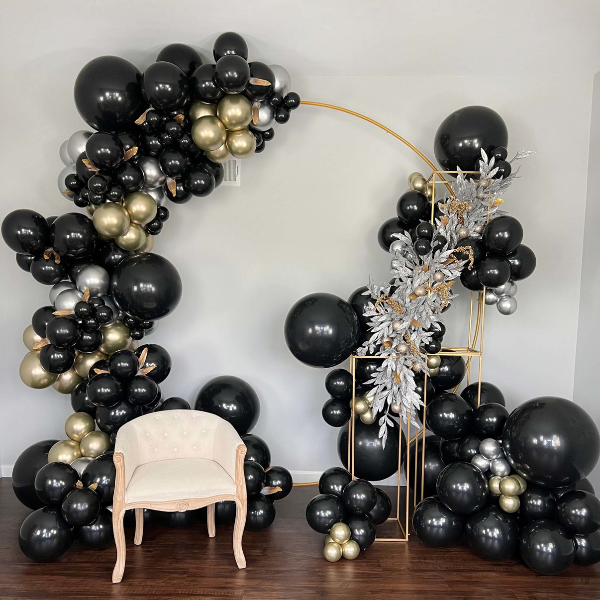 Black, Gold, and Silver Garland Balloon Kit from Ellie's Party Supply