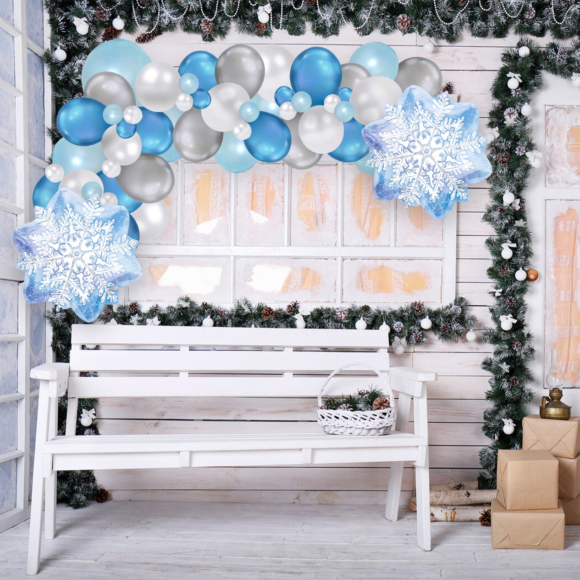 Blue and Silver Christmas Balloon Garland Kit - Ellie's Party Supply