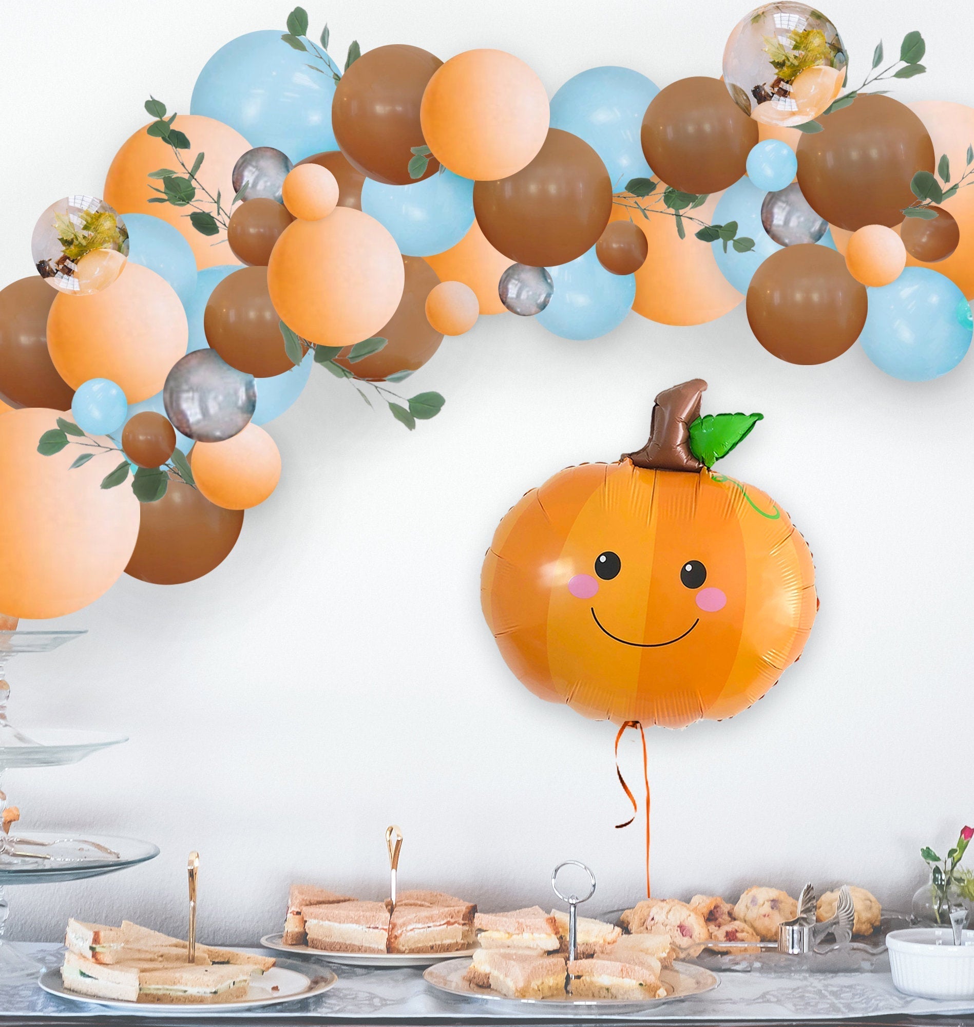 Blue Little Pumpkin Fall Balloon Arch - Balloon Garland Kit - Ellie's Party Supply