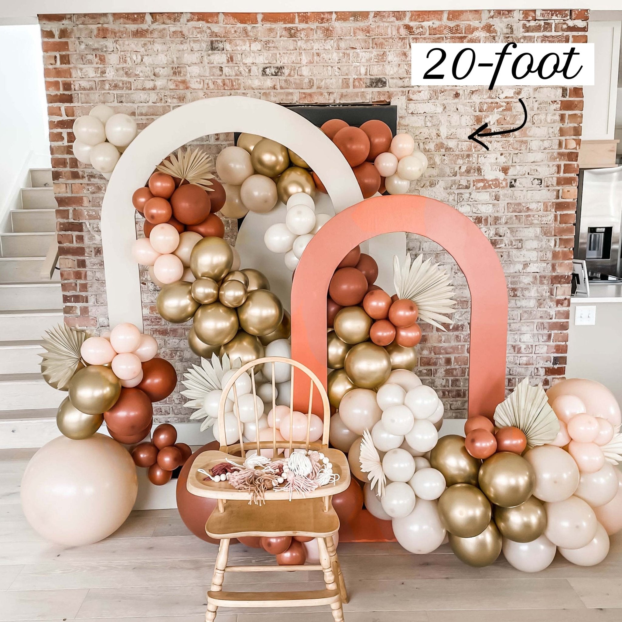 Boho Rustic Balloon Arch Kit - Burnt Orange and Gold Balloon Garland Kit - Ellie's Party Supply