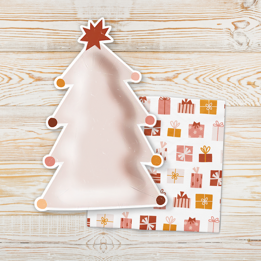 Pink Christmas Tree Paper Plates