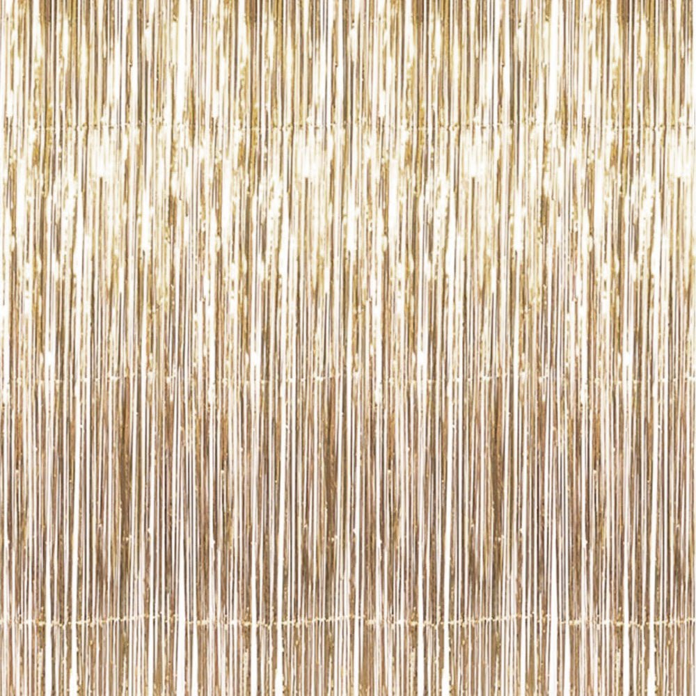 Champagne Gold Metallic Fringe Tinsel Curtain Backdrop - Ellie's Party Supply