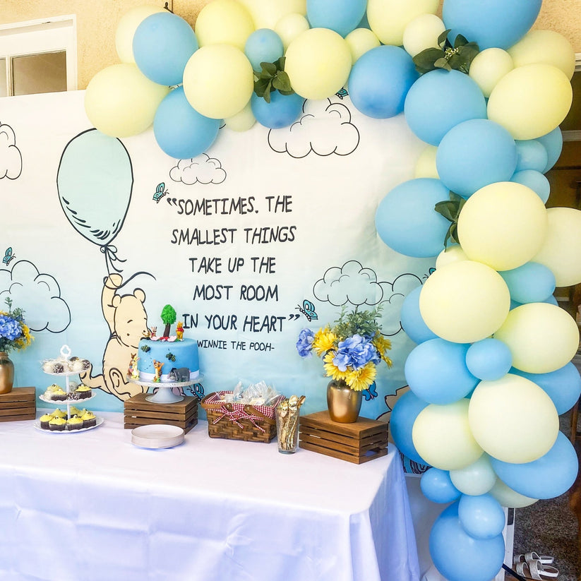 Classic Blue & Yellow Winnie the Pooh Backdrop from Ellie's Party Supply