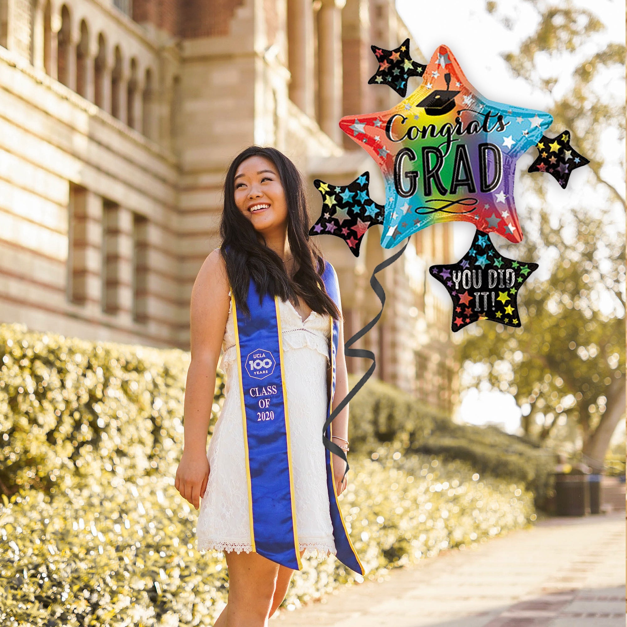 Congrats Grad Rainbow Star Graduation Balloon 35" - Ellie's Party Supply