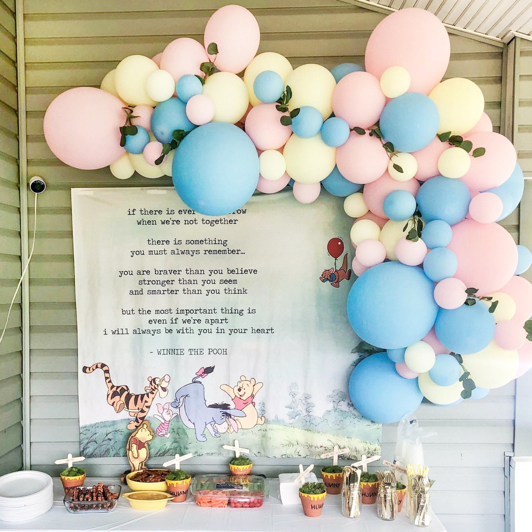 Gender Reveal Classic Pooh Balloon Garland Kit from Ellie's Party Supply