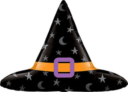 Giant Halloween Moon & Stars Witch Hat Balloon (40 Inches) - Ellie's Party Supply